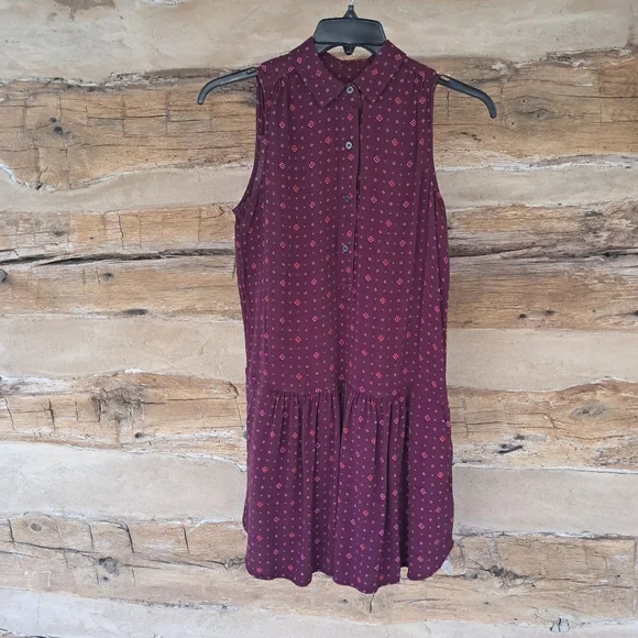 GAP | Dresses | Gap Burgundy Pink Print Sleeveless Drop Waist Rayon Midi  Dress Size Small | Poshmark